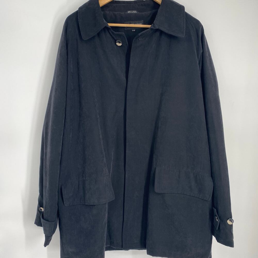 Saks Fifth Avenue Rain Jacket Men’s Large Black Faux Suede Outdoor Classic